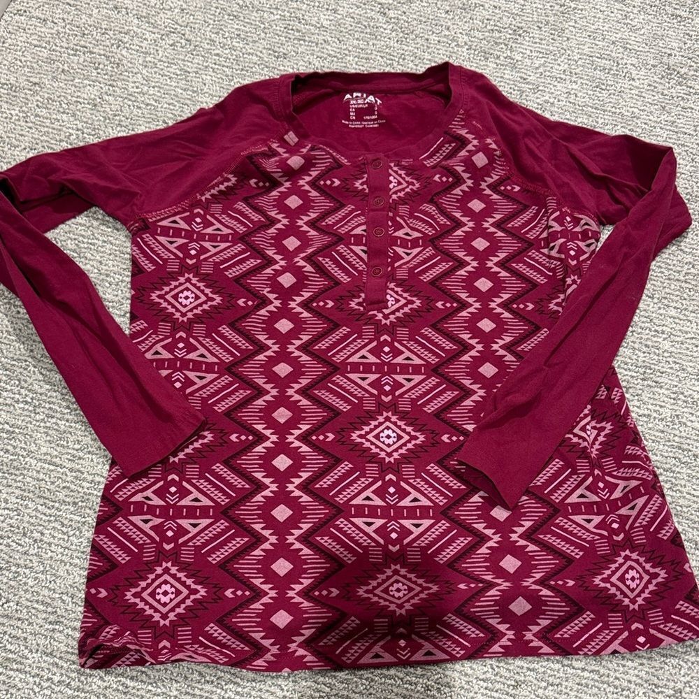 Ariat Burgundy Geometric Long Sleeve Top